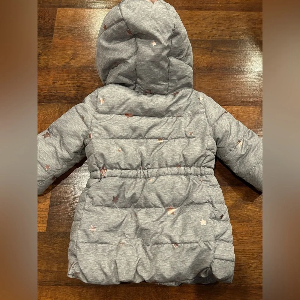 Gap Toddler Girls Long Puffer Coat Cold Control Max Gray Size 12-18 Months